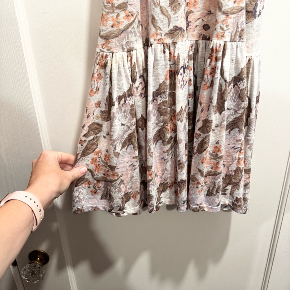 Rebecca Taylor Penelope Vintage Floral Dress 100% Linen Summer Beach Cover Up - Picture 13 of 14